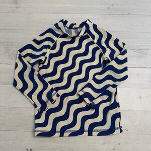 Mini Boden girls navy blue white long sleeve rashguard 7/8
